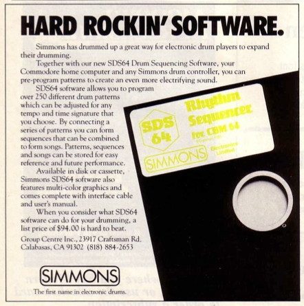 Simmons SDS64 advertisement: Hard Rockin' Software